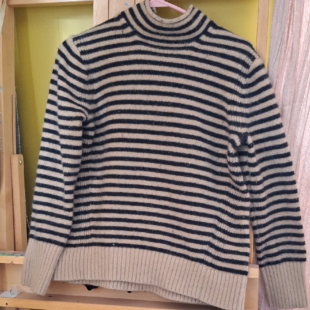 J. Crew Black and Tan Knit Sweater